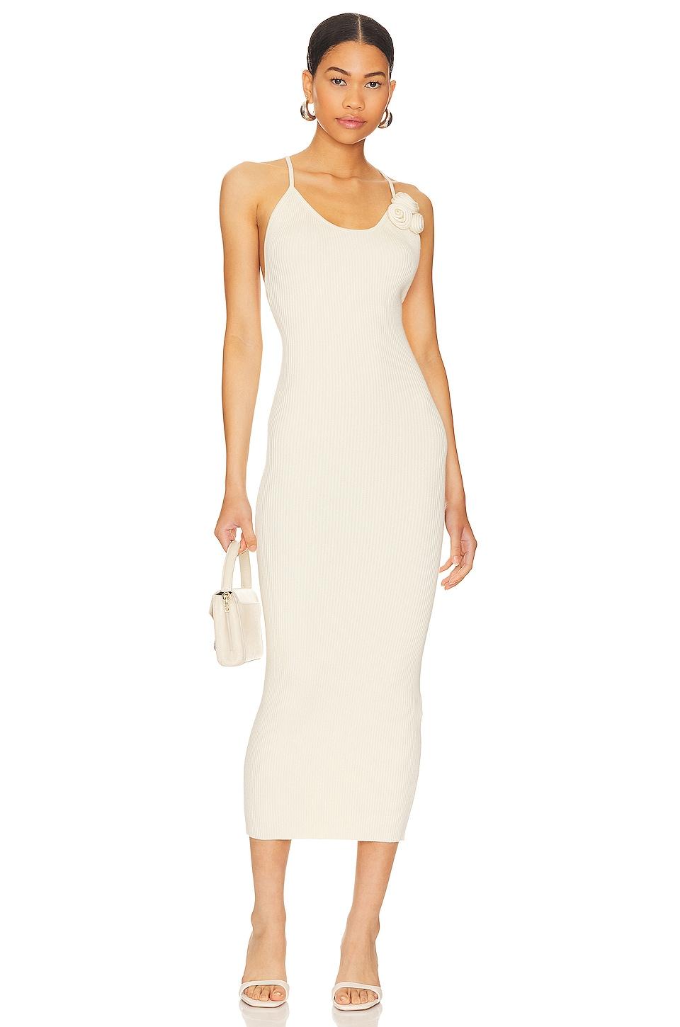 dara rosette midi dress