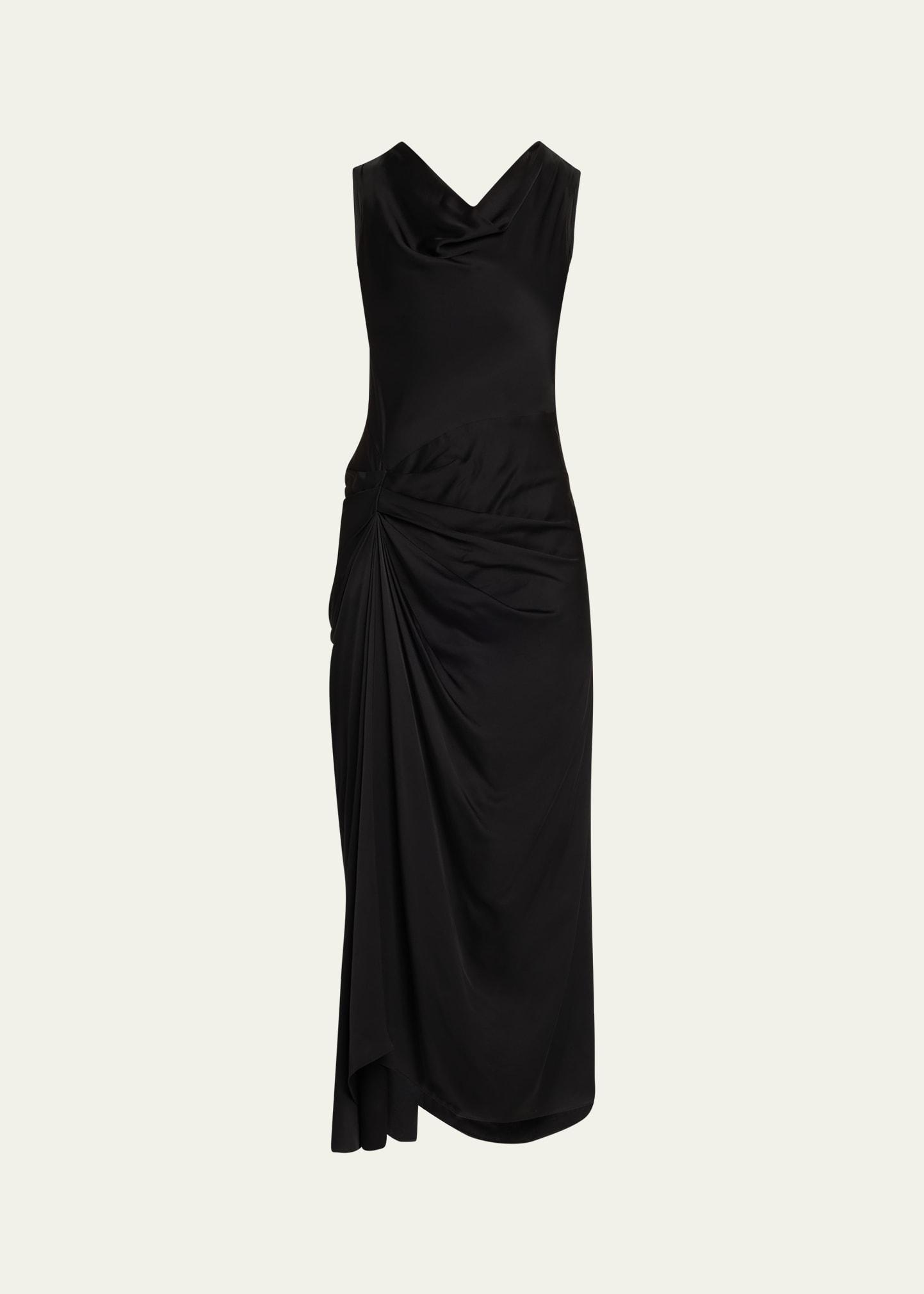 dara sleeveless satin midi dress