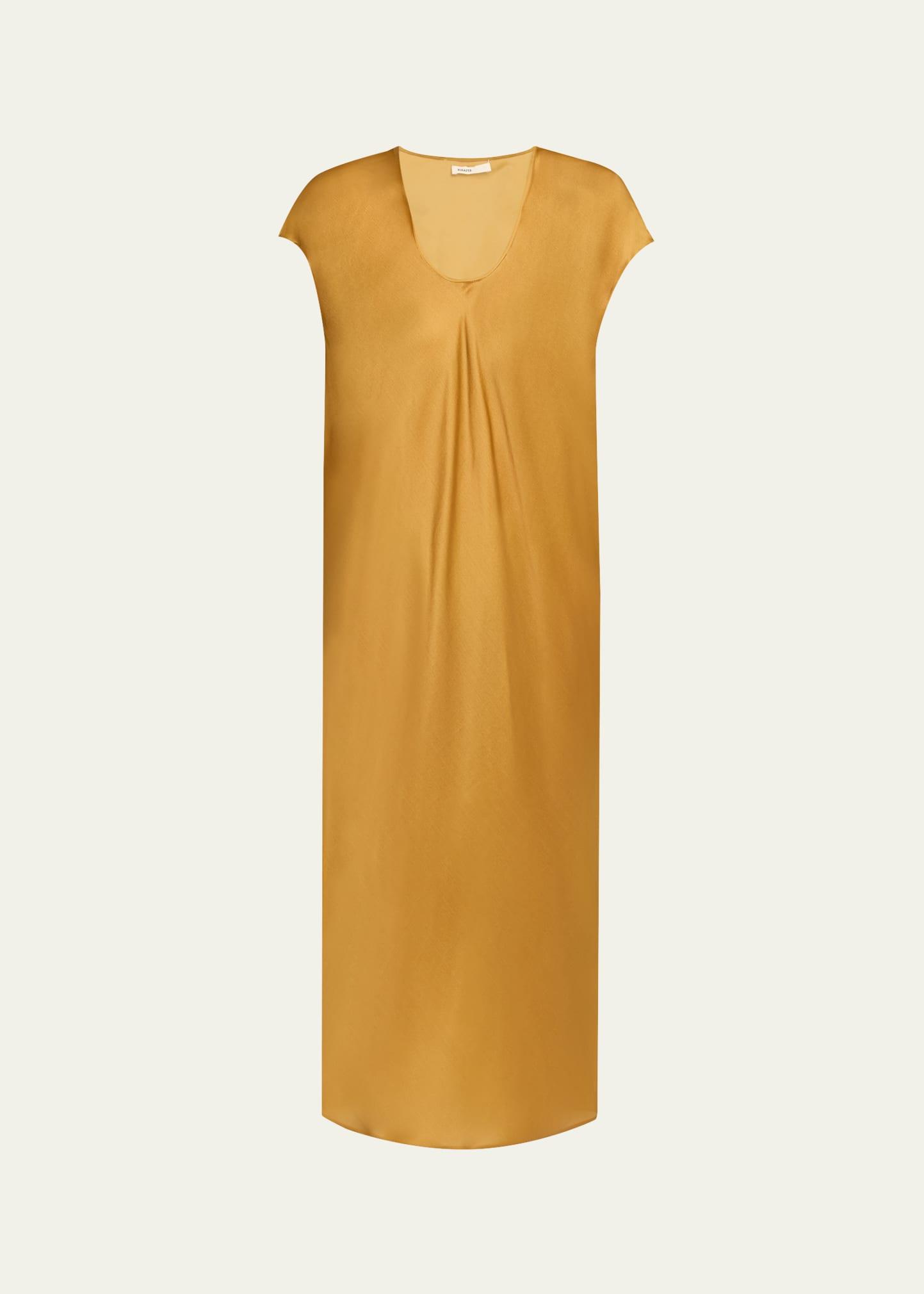 darby cap-sleeve bias silk maxi dress