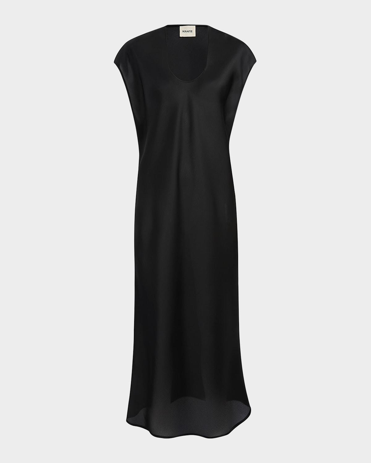 darby cap-sleeve bias silk maxi dress