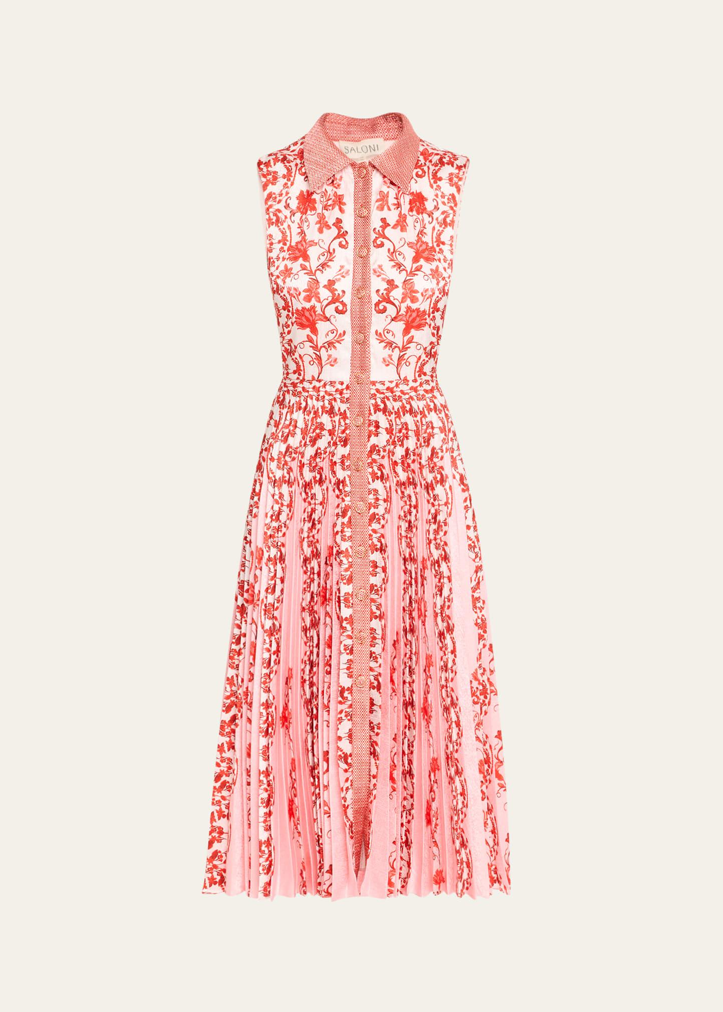 darby printed button-front midi dress