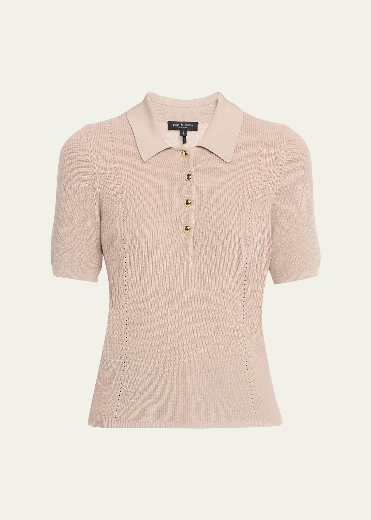 darcey cotton-cashmere short-sleeve polo sweater