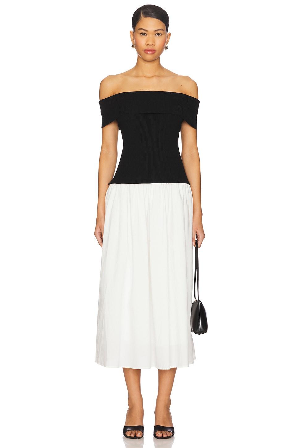 darcy mixed media off shoulder dress