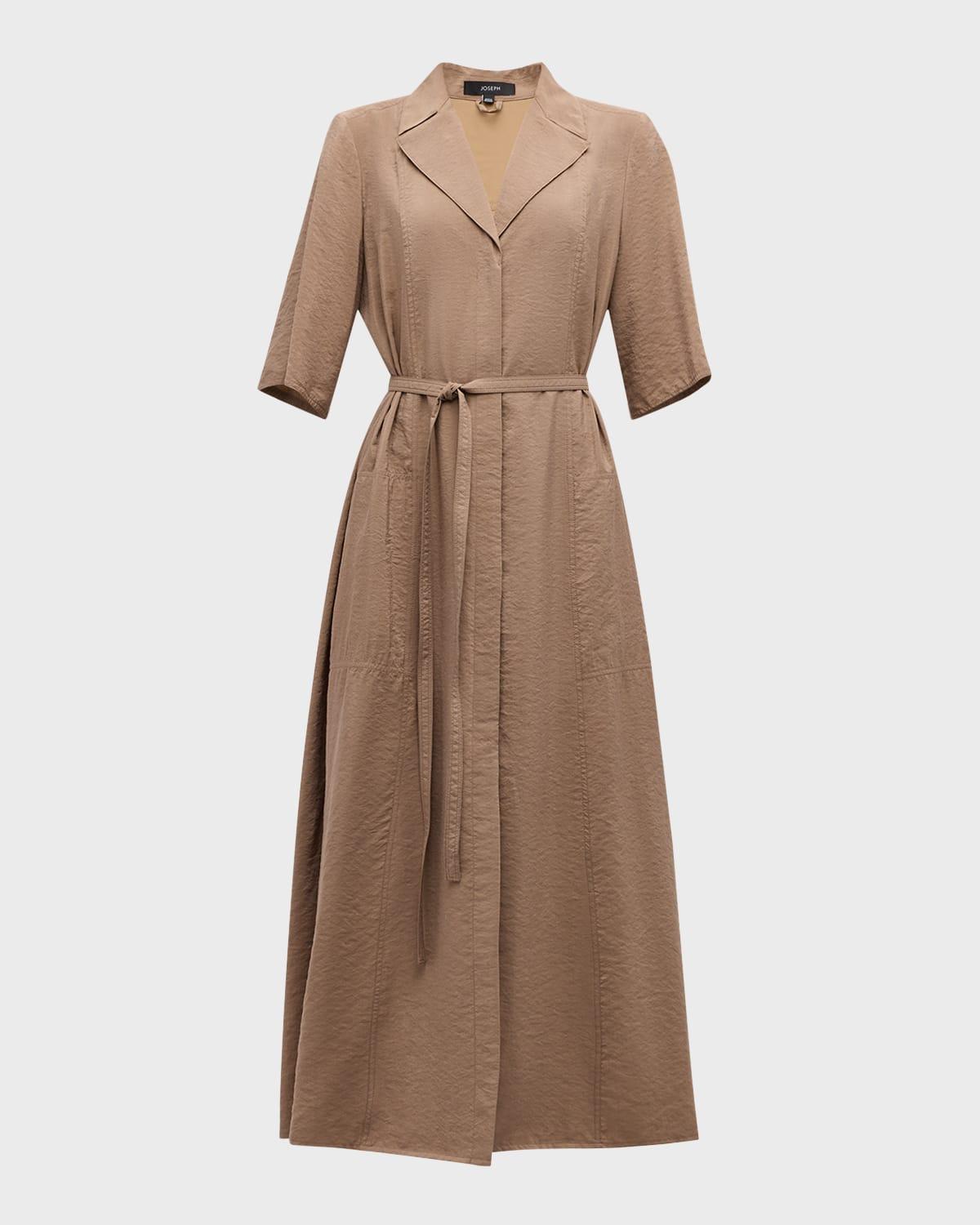 dareau elbow-sleeve twill maxi shirtdress