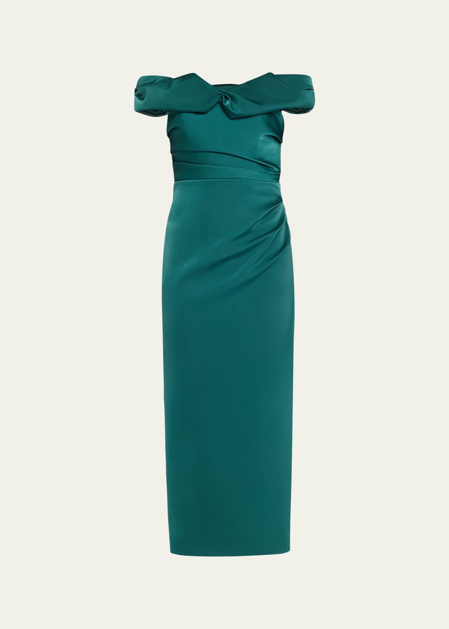 daria twisted draped off-the-shoulder midi dress