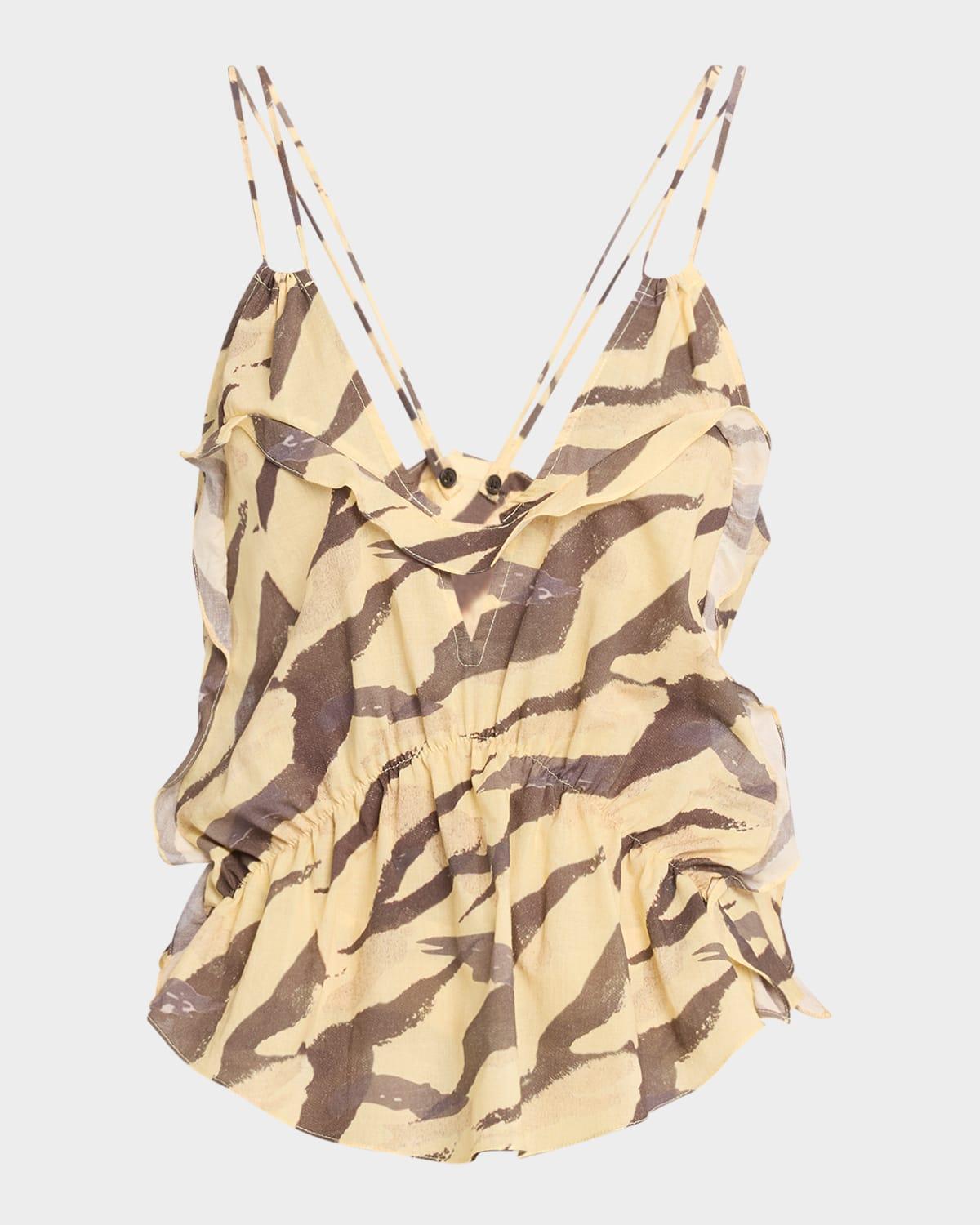 dariah printed ruffle top