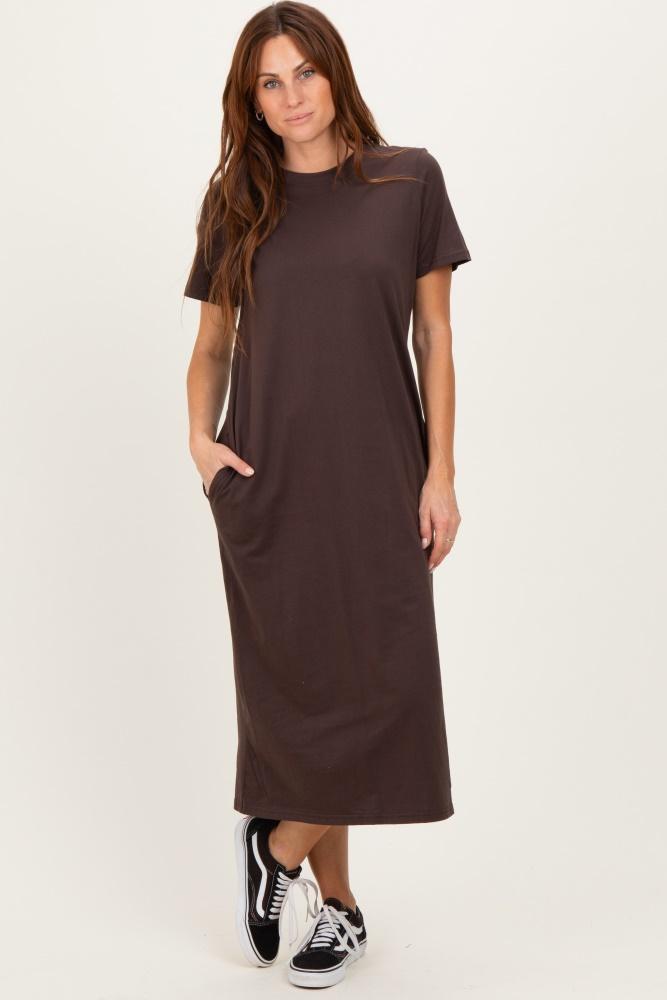 dark chocolate cotton t-shirt midi dress