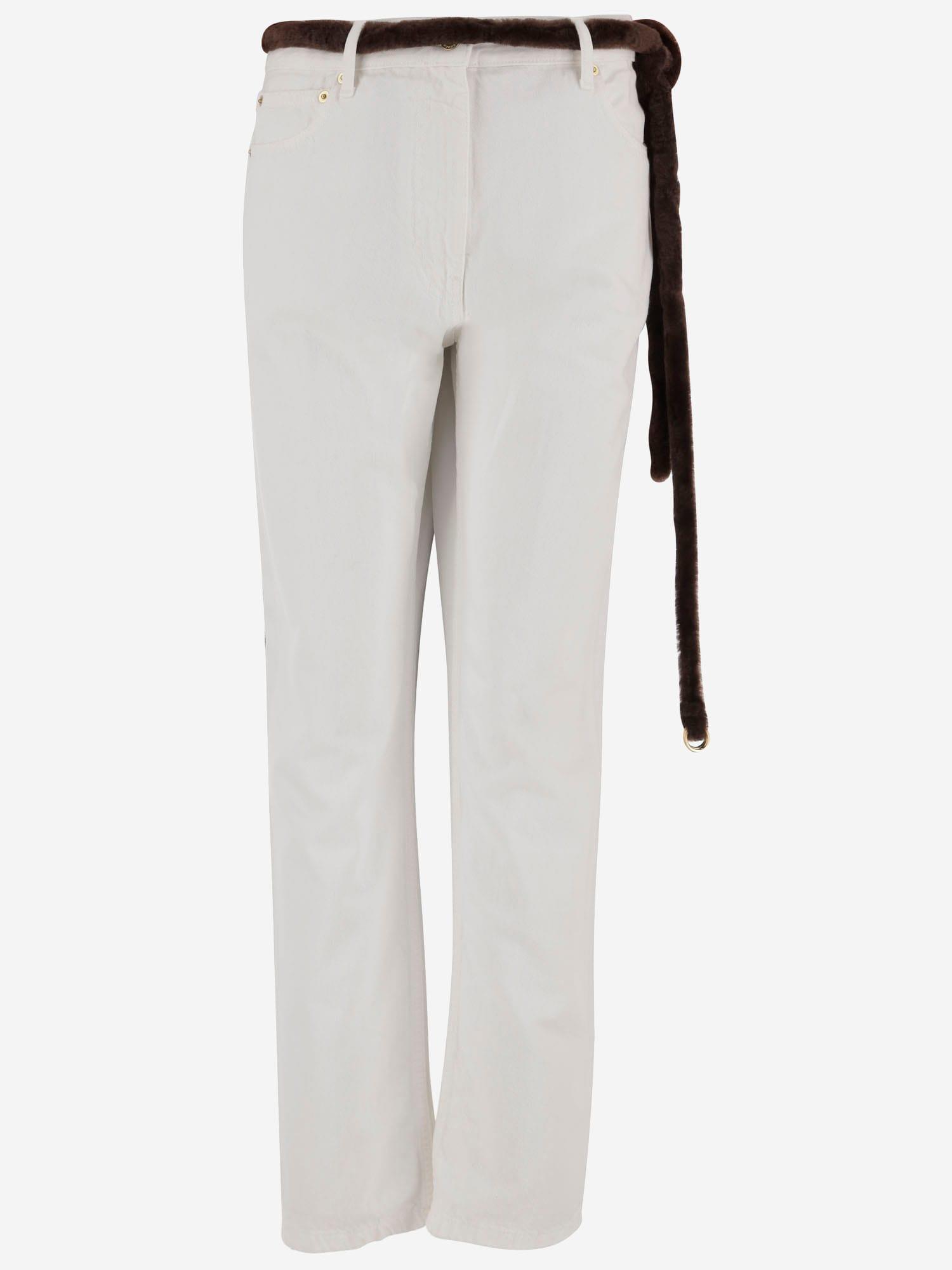 darkpark naomi cotton trousers with fur belt