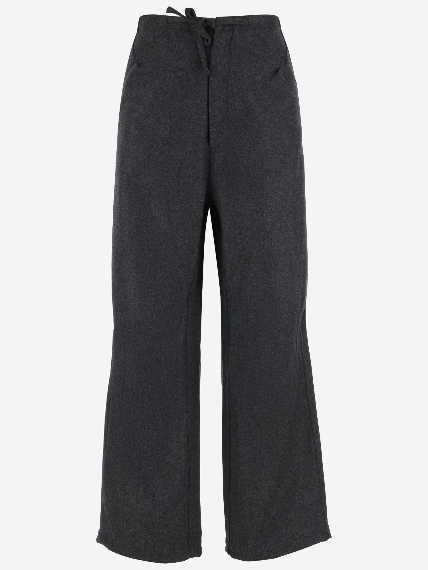 darkpark oversized wool trousers with drawstring