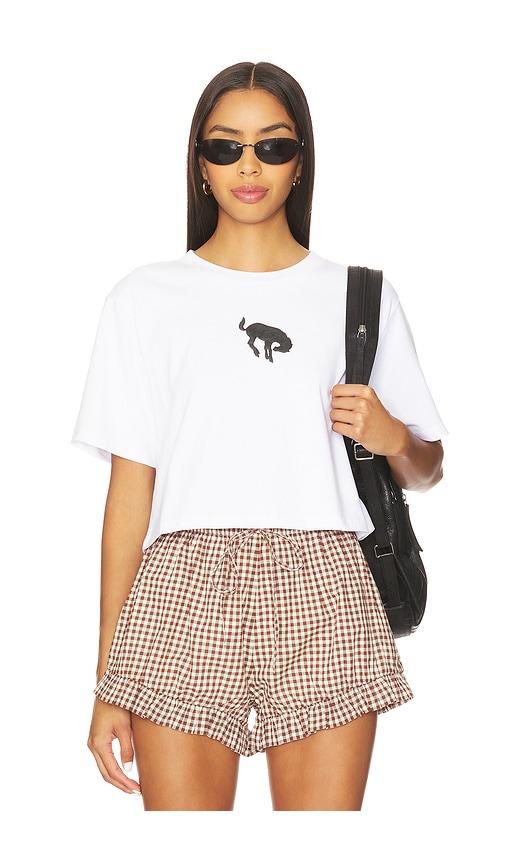 darlin buckin' bronc cropped tee in white.