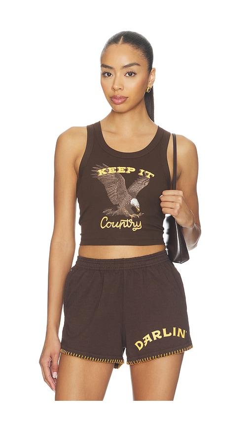 darlin keep it country crop tank in chocolate.