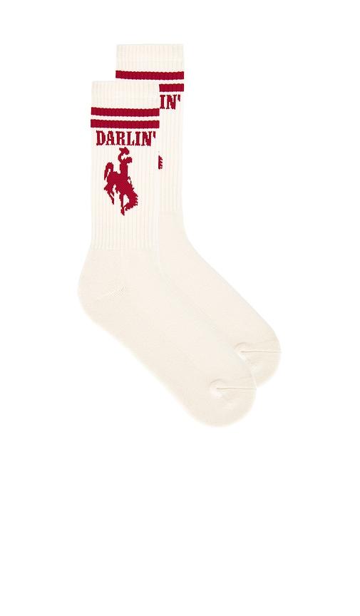 darlin roundup sock in white.