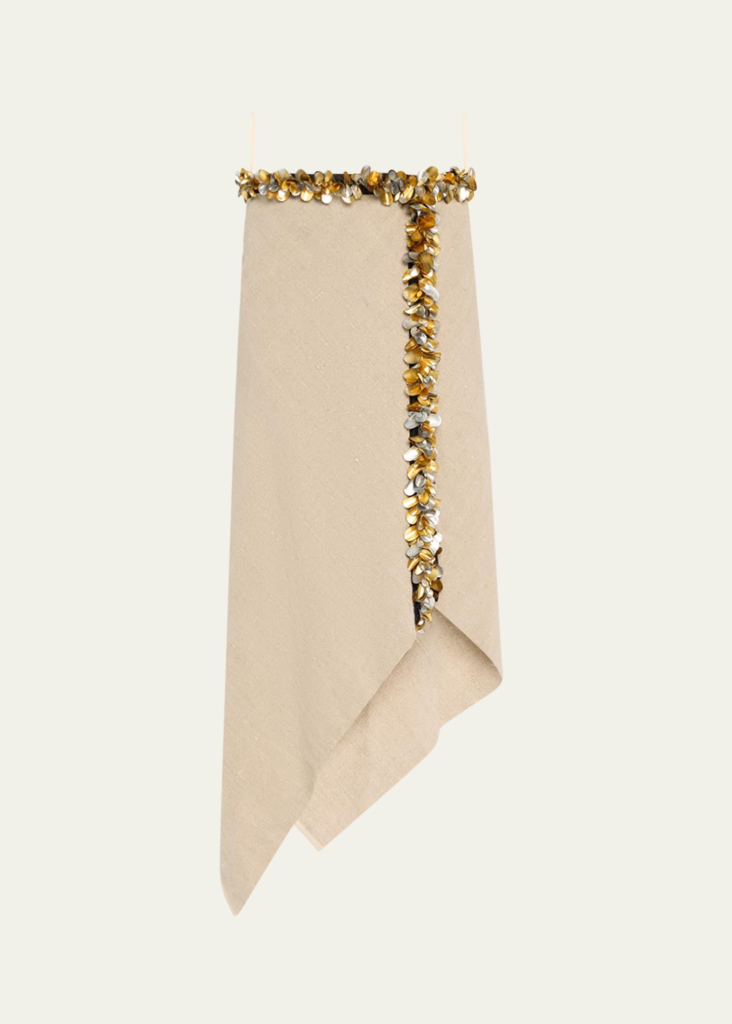 darliston sequined handkerchief midi linen skirt