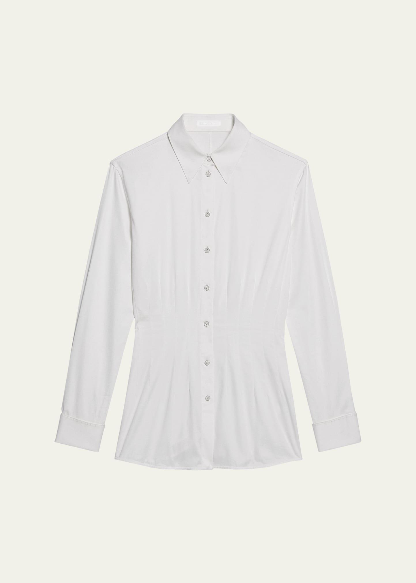 darted button-front shirt