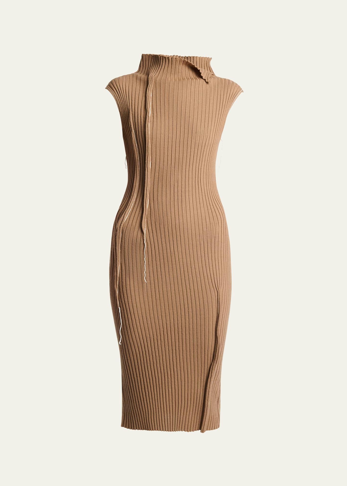 darted ribbed midi dress