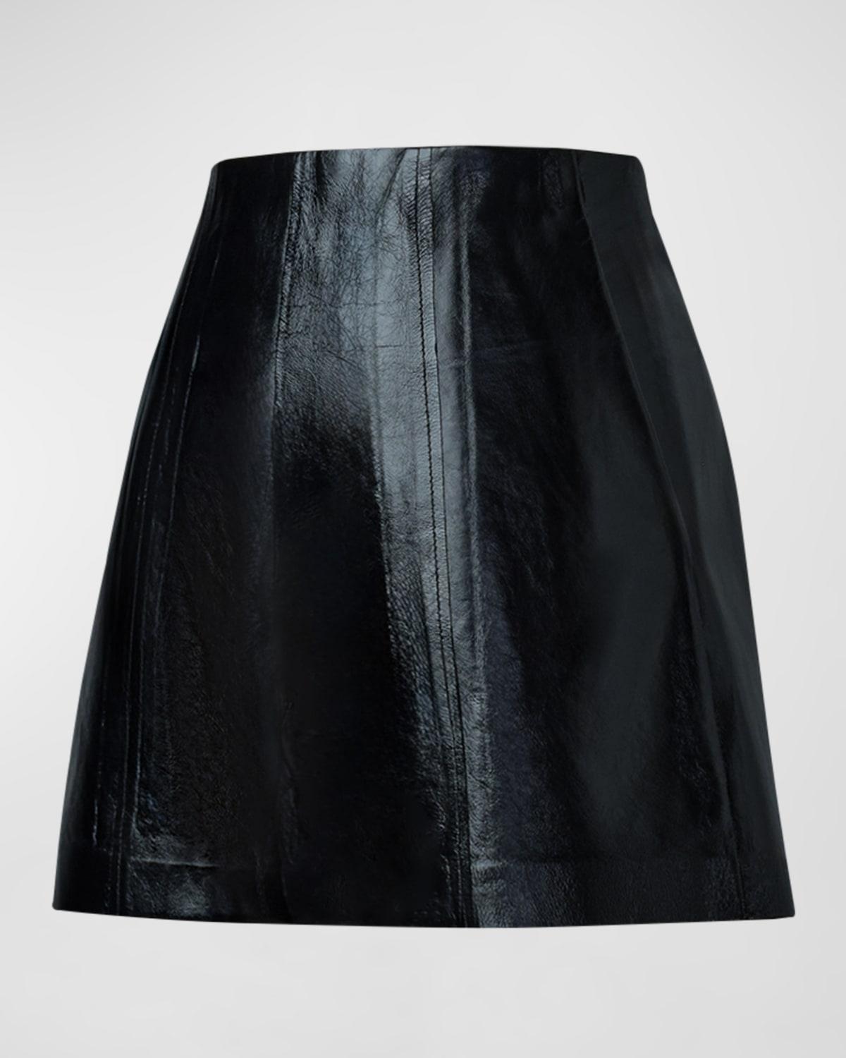 dava paneled patent leather shorts