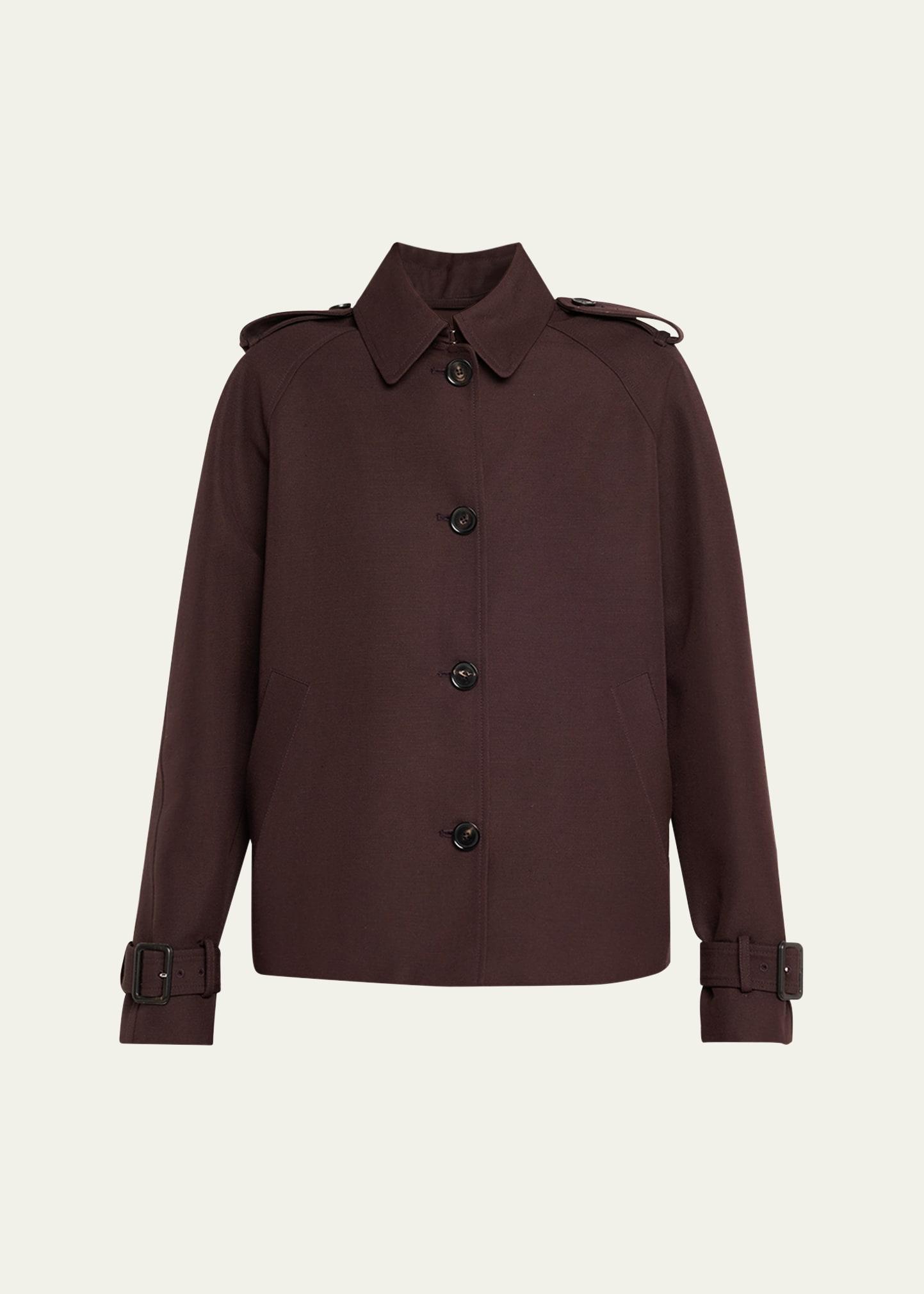 dave button down wool silk short jacket