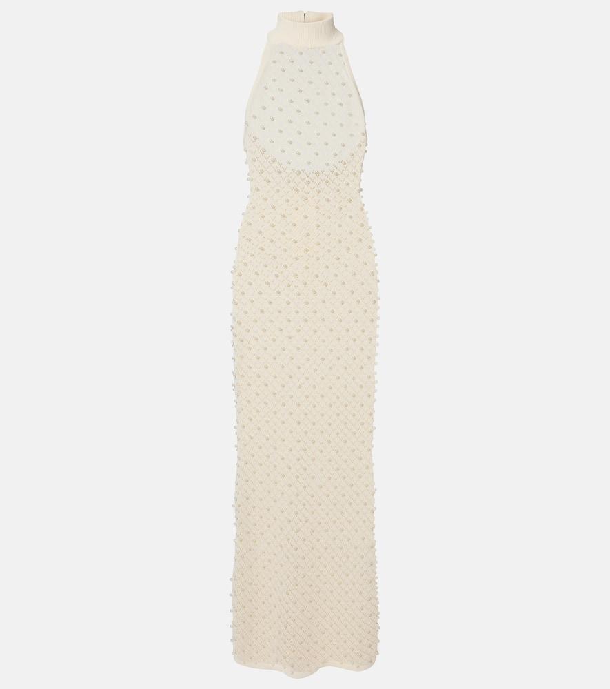 david koma crochet embellished turtleneck gown