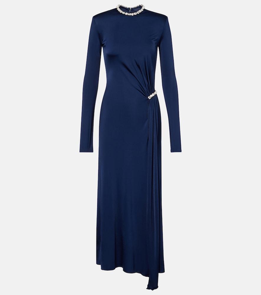 david koma crystal-embellished gathered midi dress