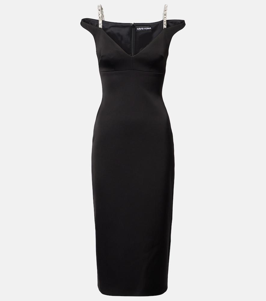 david koma crystal-embellished satin midi dress