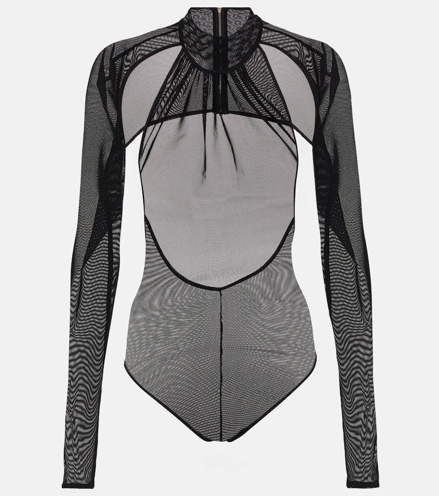 david koma cutout mesh bodysuit