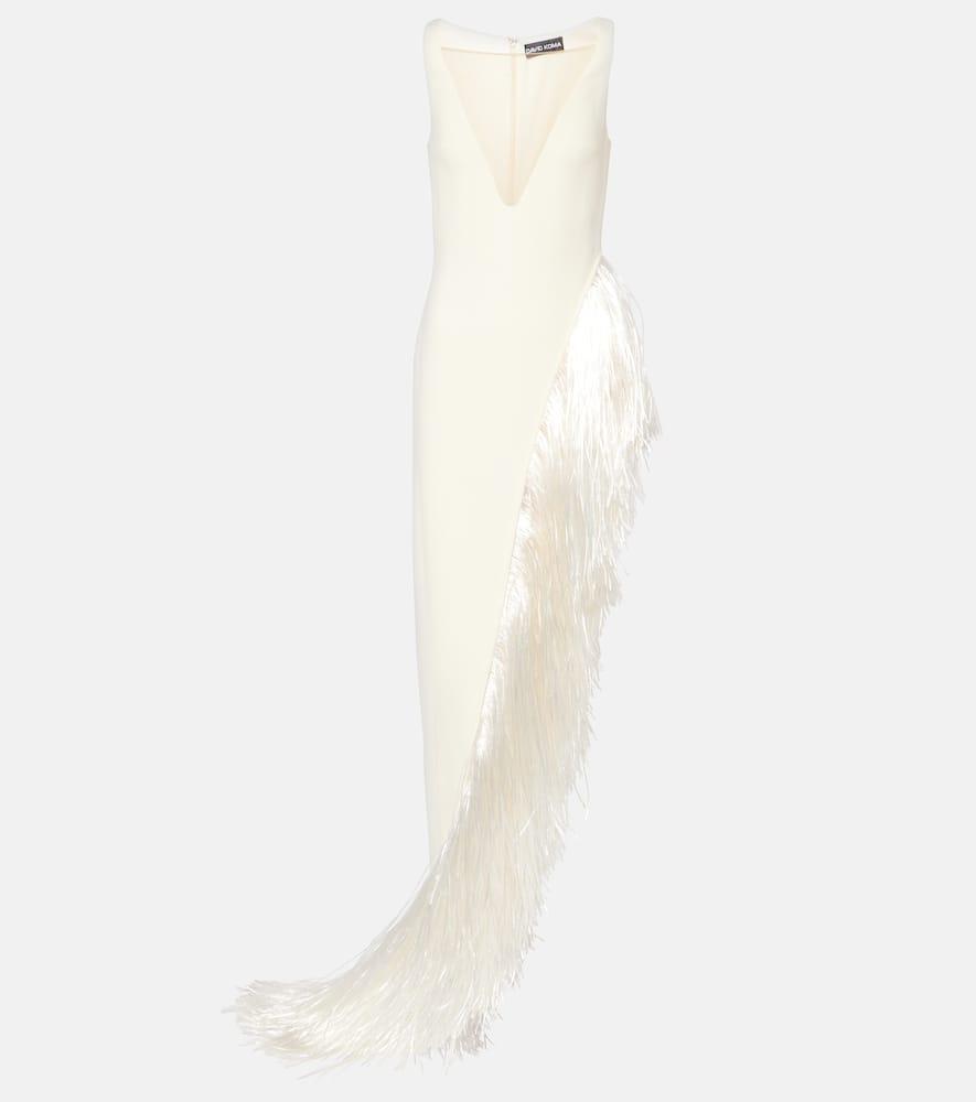 david koma fringed asymmetric cady gown