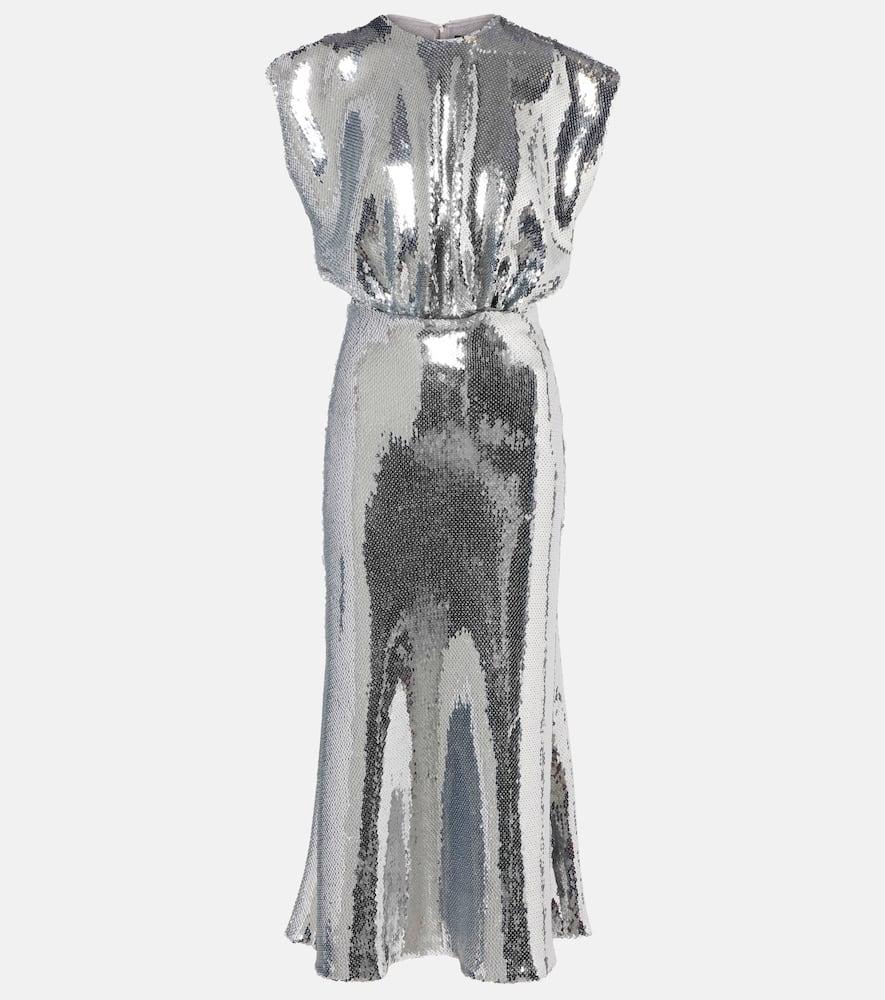 david koma gathered sequined midi dress