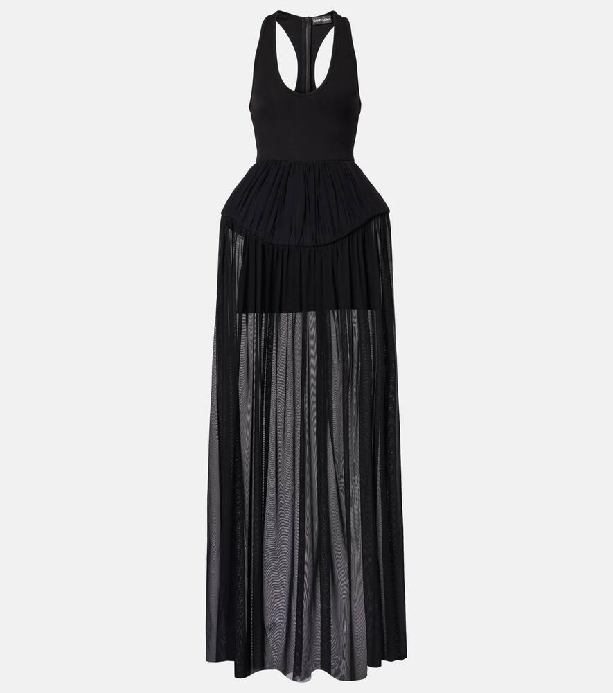 david koma jersey and chiffon gown
