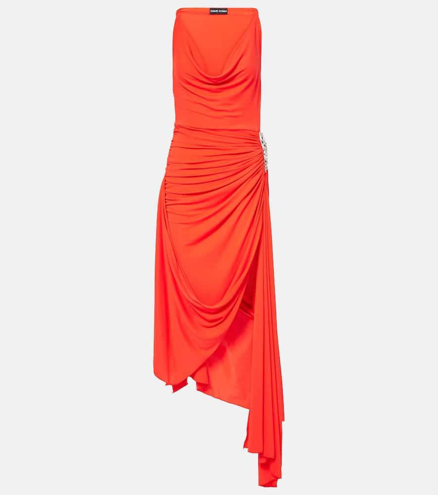 david koma lamé midi dress