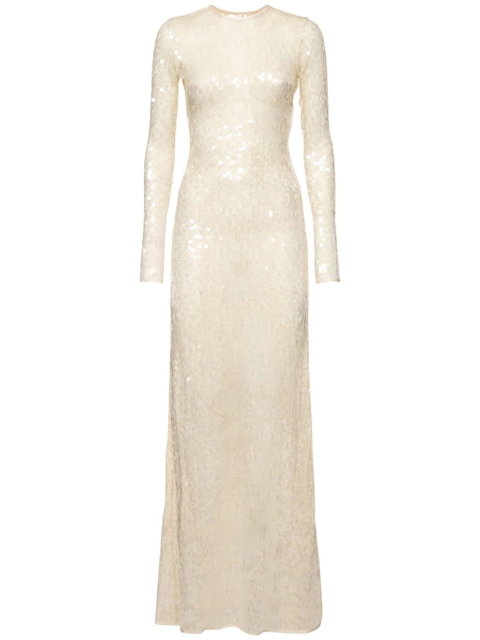 david koma long sleeved sequin gown