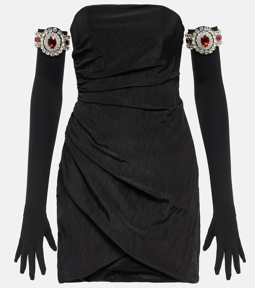 david koma moiré minidress and embellished gloves