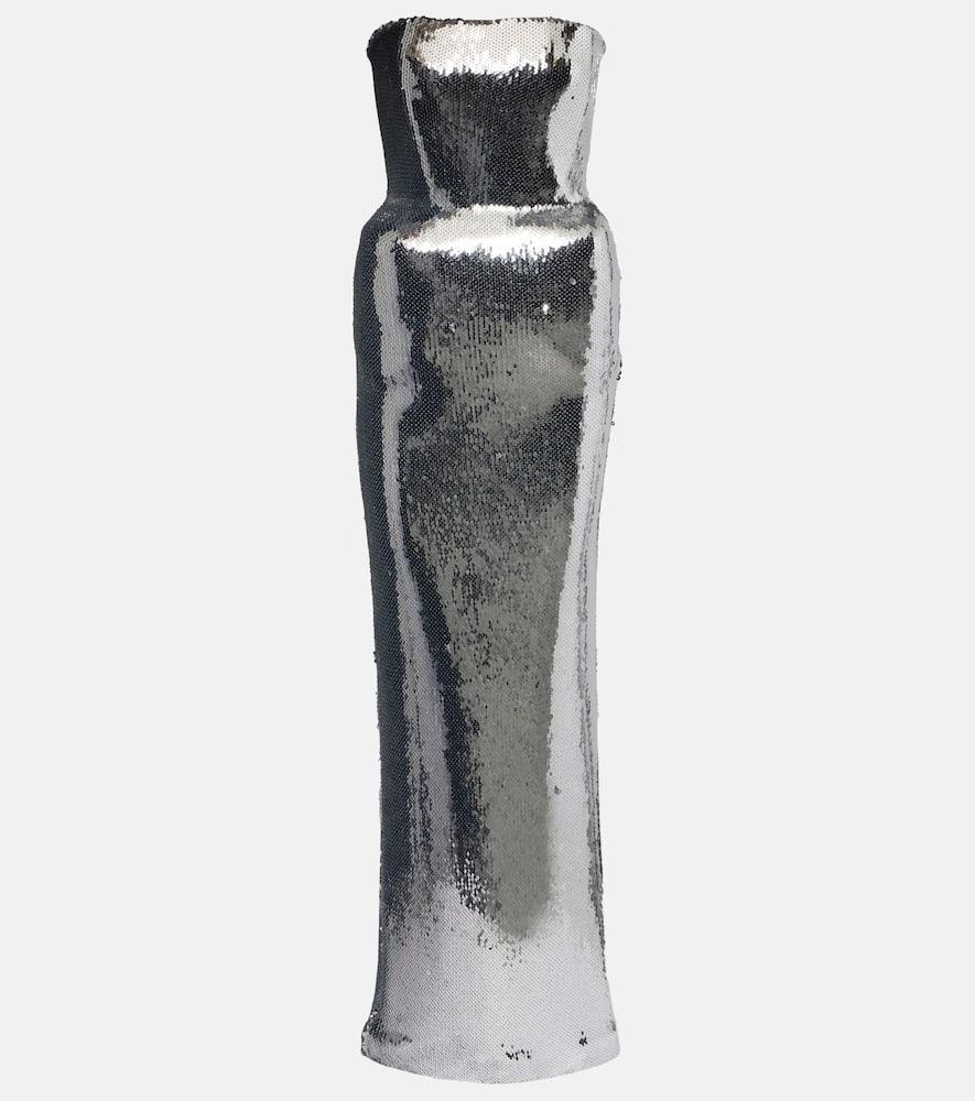 david koma padded sequined bustier gown