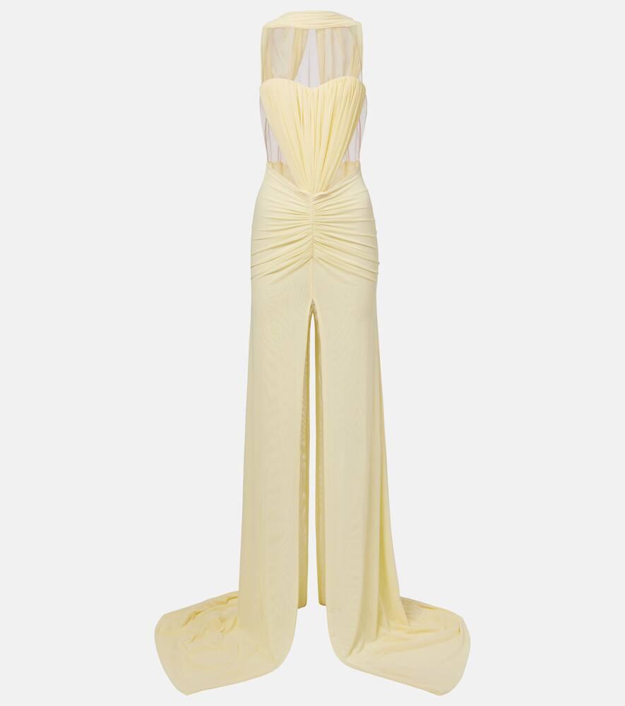 david koma ruched halterneck gown