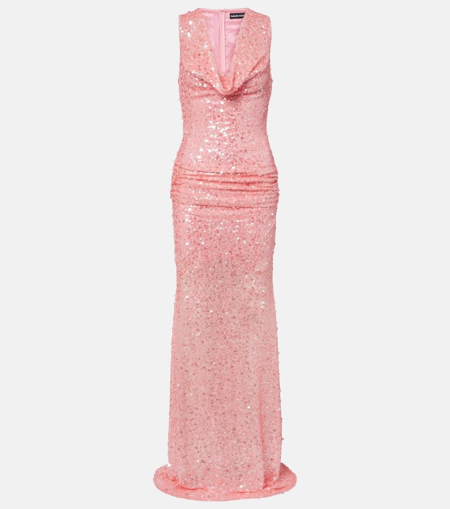david koma sequined draped gown