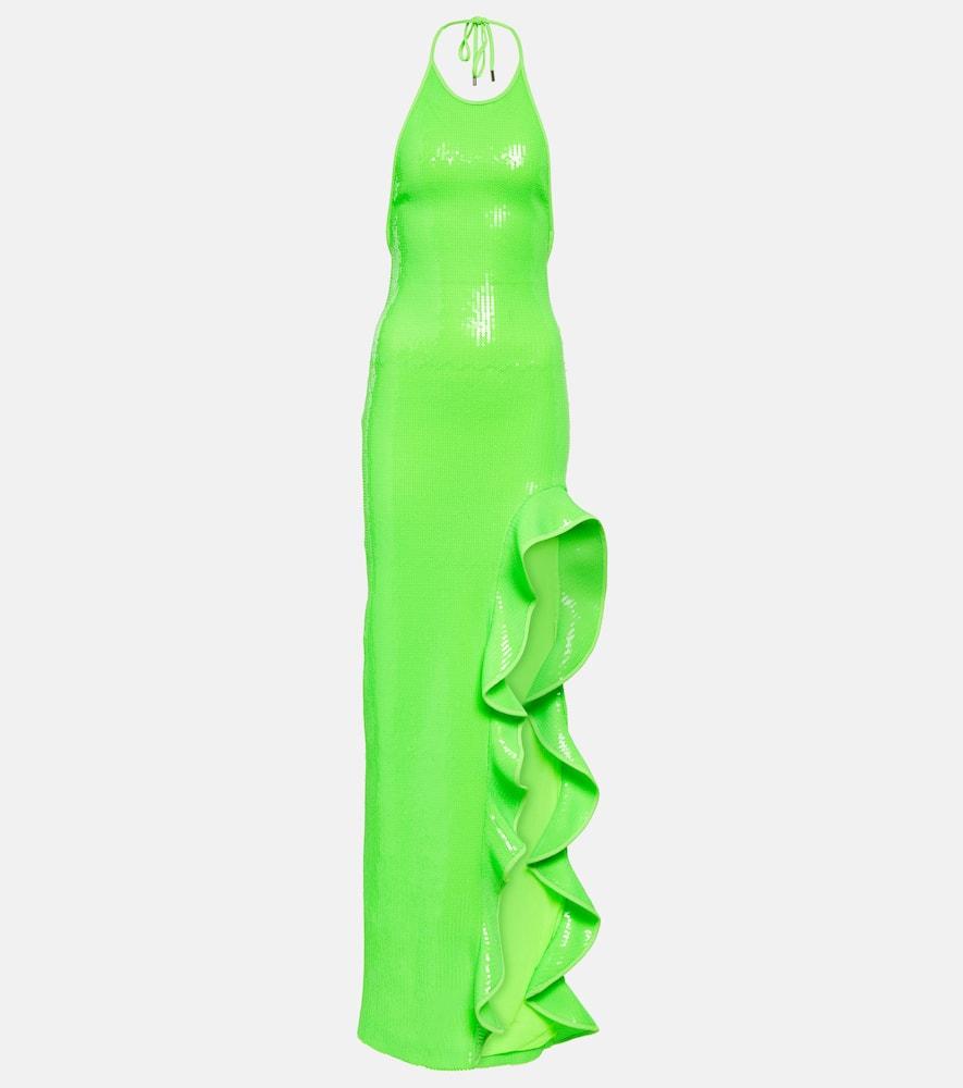 david koma sequined halterneck maxi dress