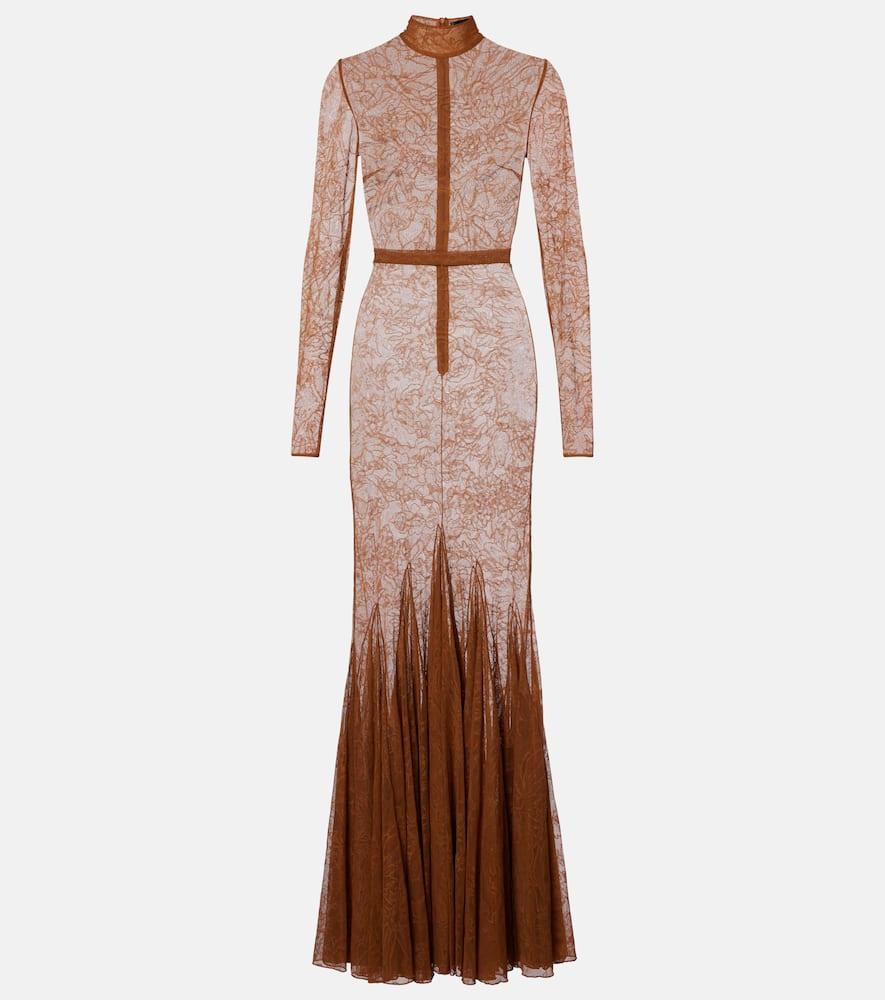 david koma sheer lace gown