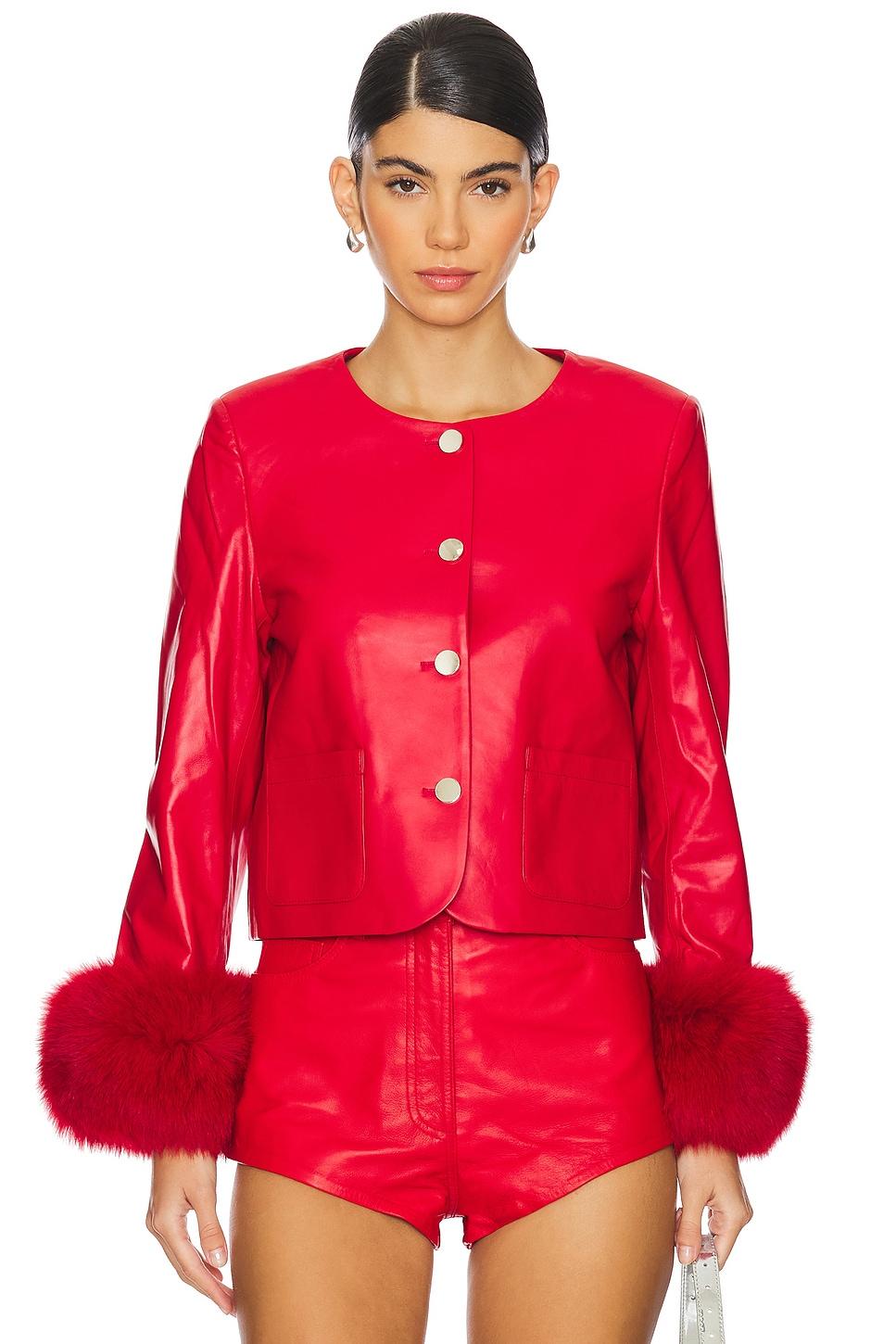 dawson leather jacket with fur trim