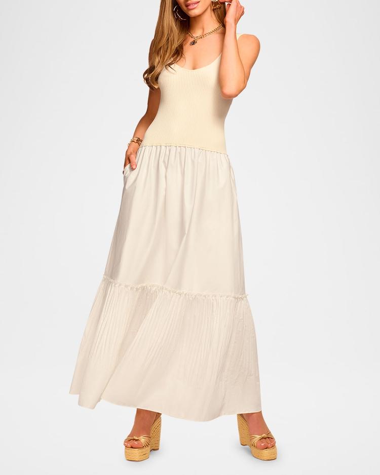 dawson mixed-media maxi dress