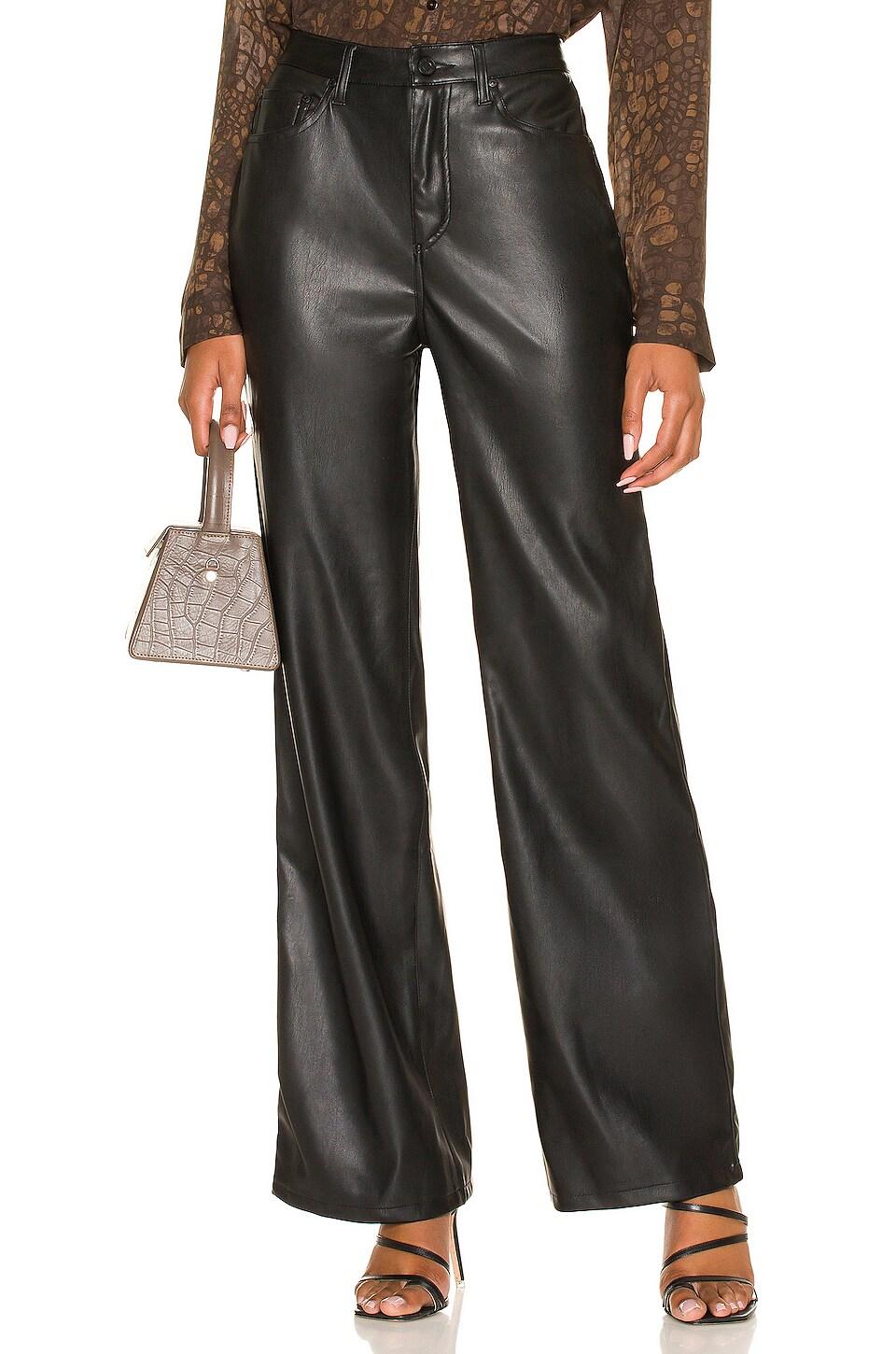 dawson wide leg pant in black faux leather