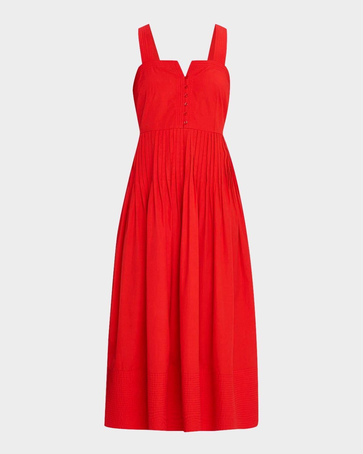 day break sleeveless pleated midi dress