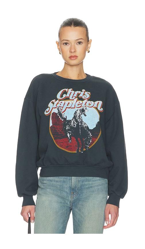 daydreamer chris stapelton horse oversized crew sweatshirt in black.