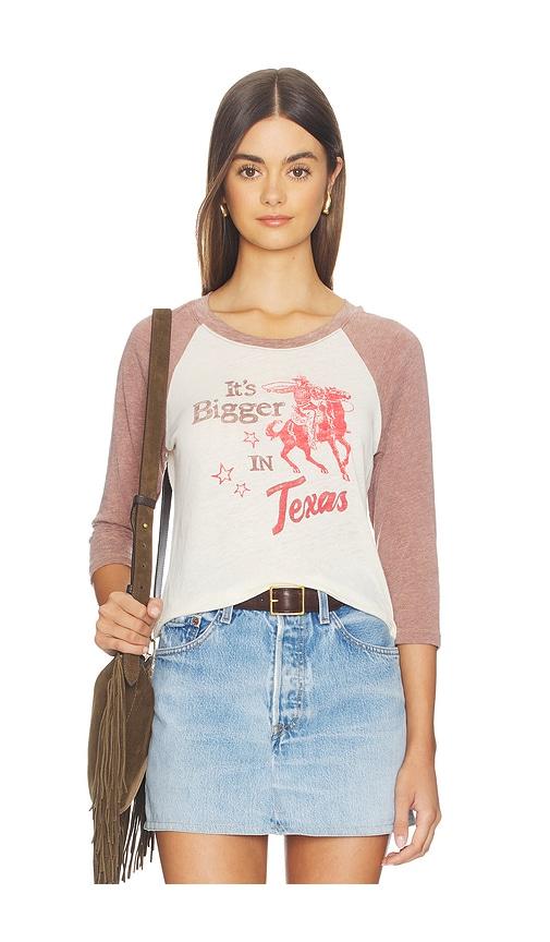 daydreamer it's bigger in texas burnout raglan tee in cream,mauve.