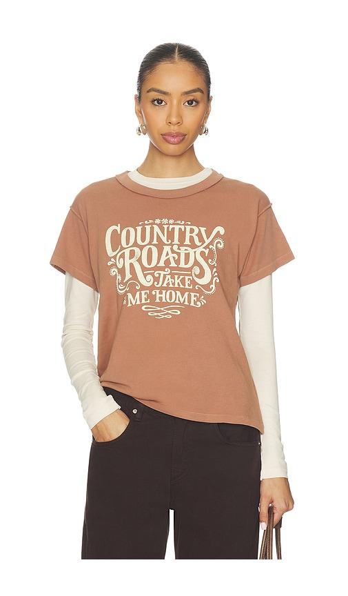 daydreamer john denver country road reverse gf tee in brown.