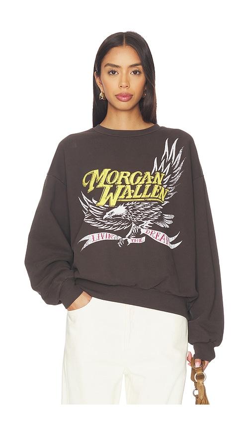 daydreamer morgan wallen classic eagle oversized crew sweatshirt in brown.