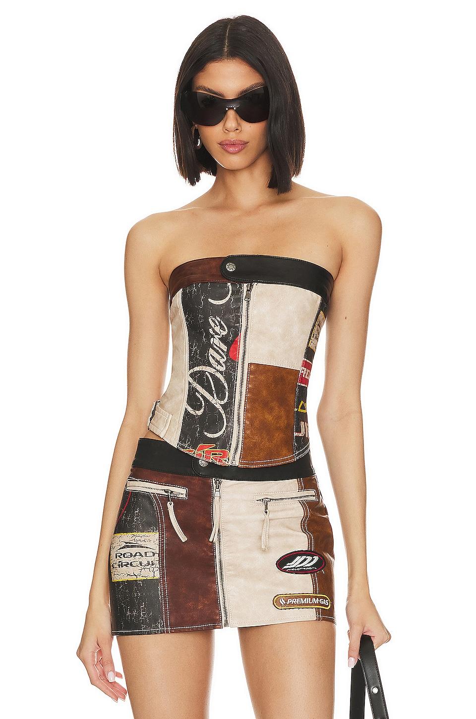 daytona faux leather corset top