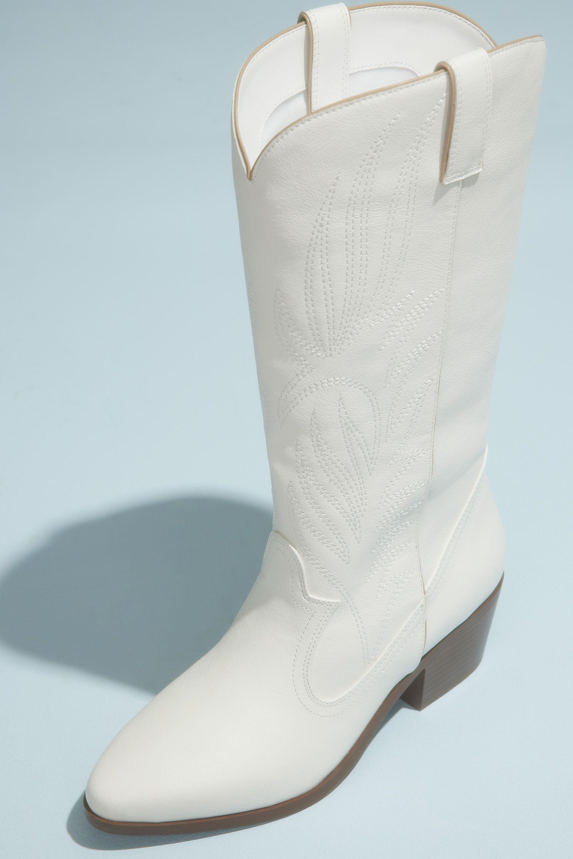 db studio faux leather western boots in white size: 5.5 david's bridal