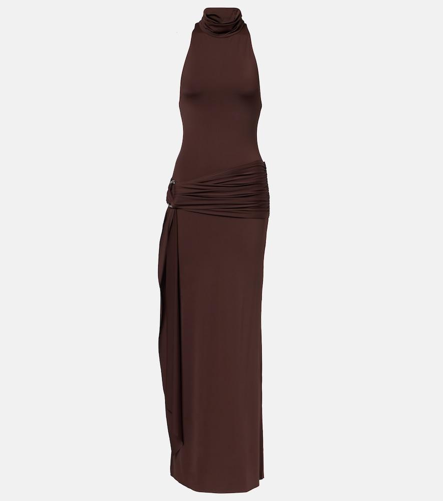 de la vali aidana draped jersey maxi dress