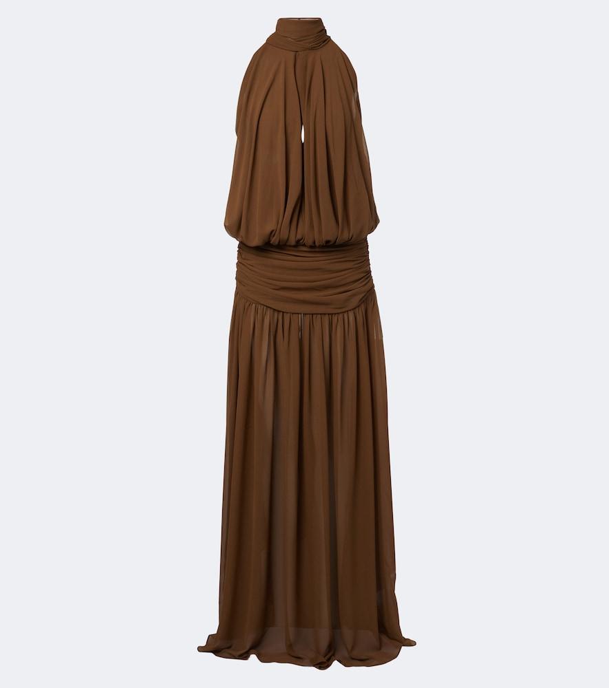 de la vali cruz draped chiffon maxi dress