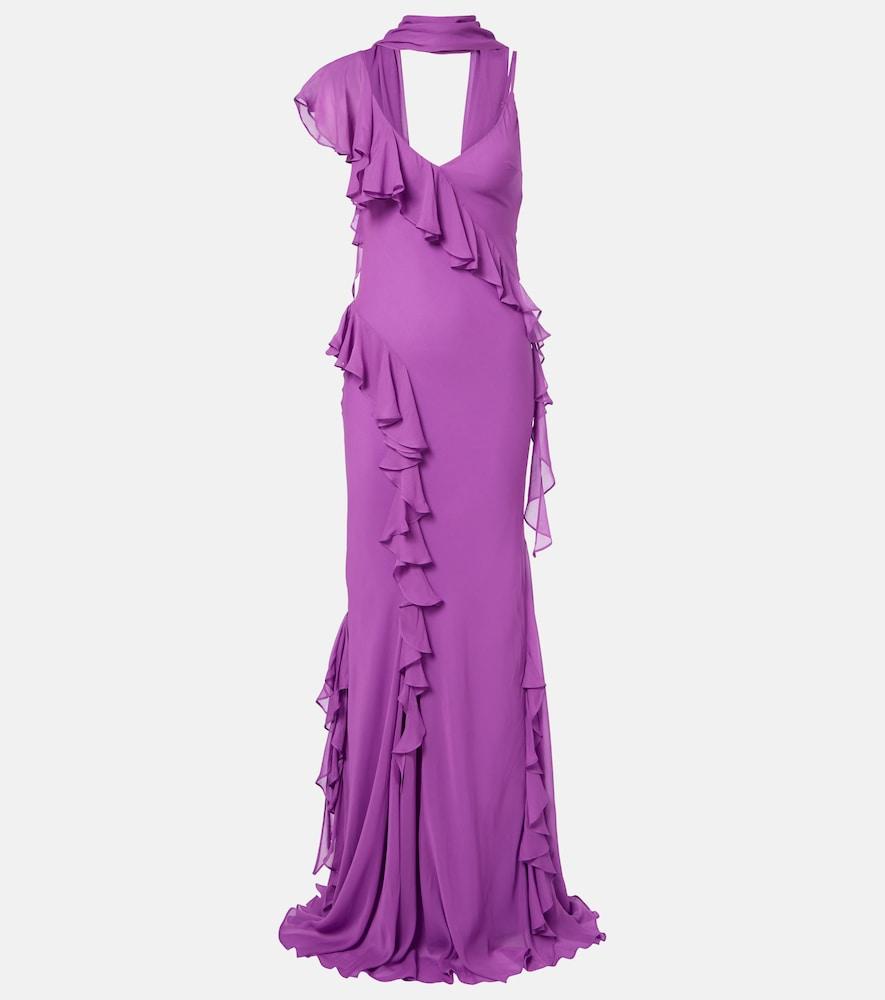 de la vali mayara ruffled georgette gown