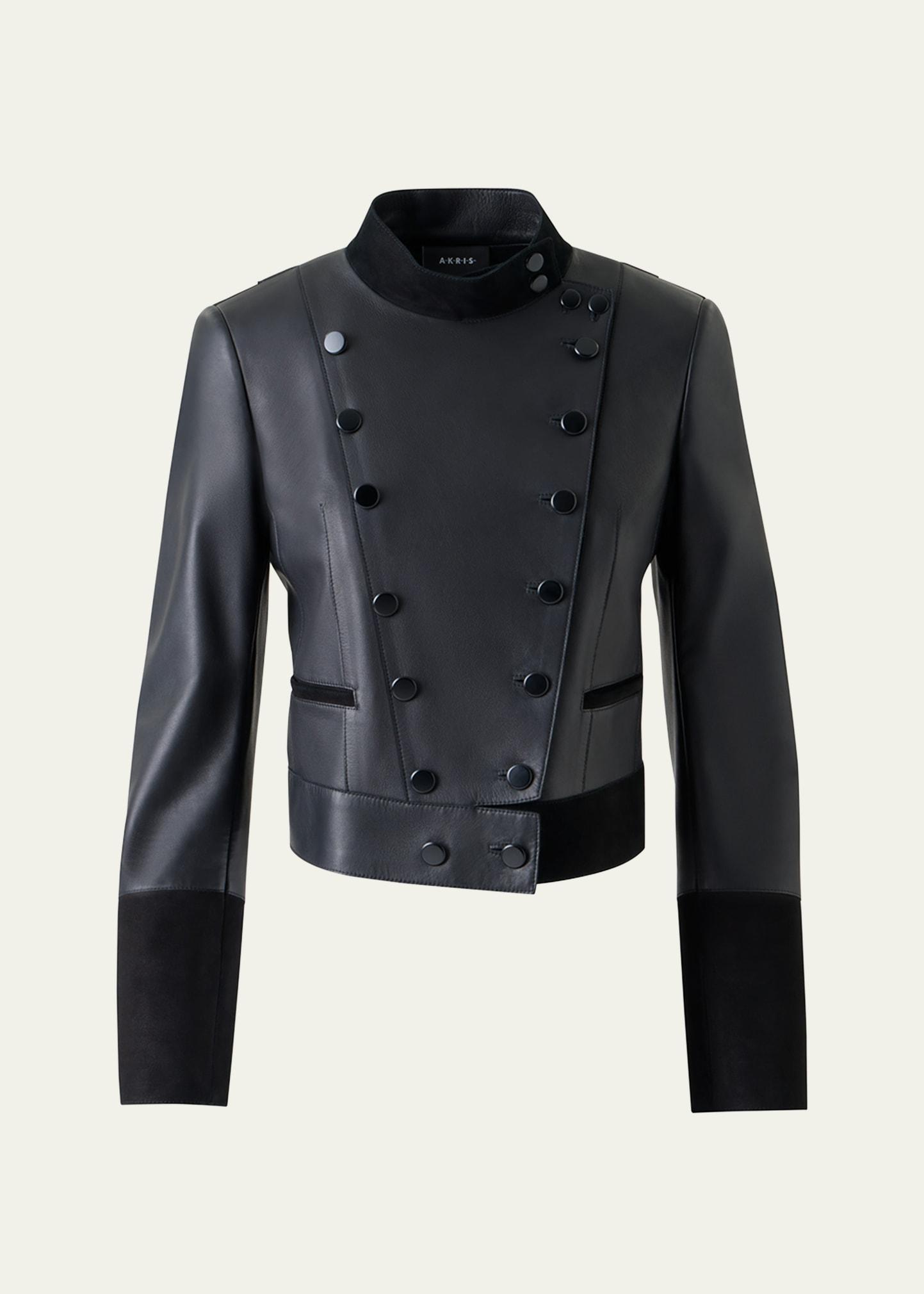 dean nappa leather jacket with suede trim